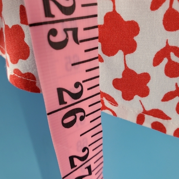 Talbots red and white flower button up top - Picture 8 of 13